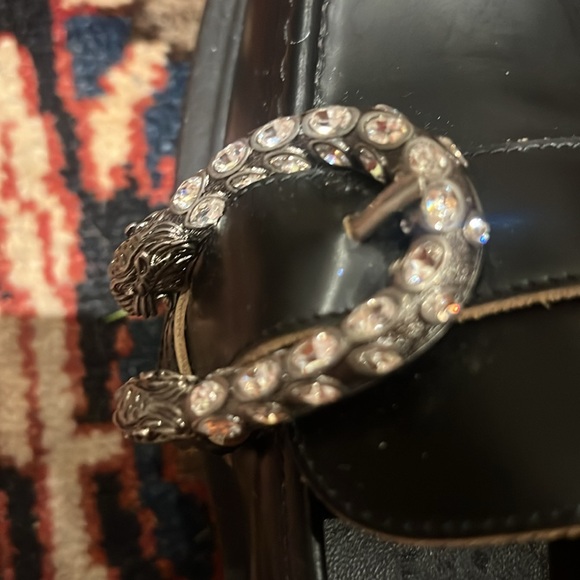 LIKE NEW GUCCI Black Leather Dionysus Accent Platform Loafers Sz 38.5 - Picture 5 of 13